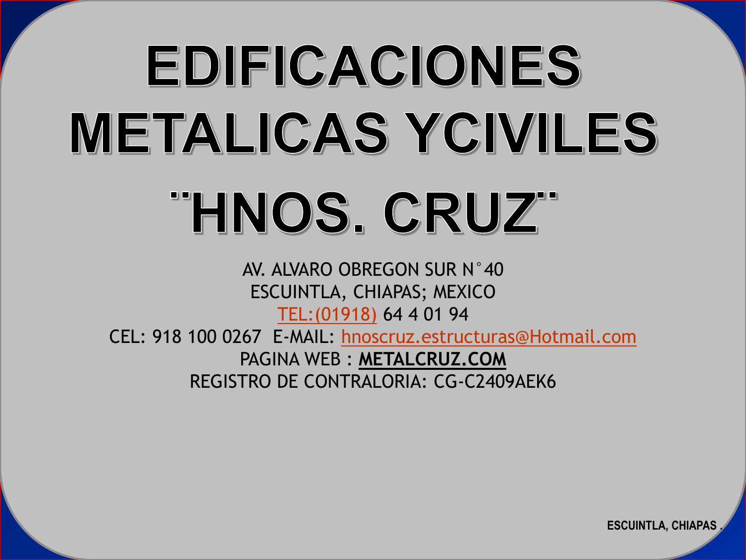 Portada de presentación de HNOS. CRUZ